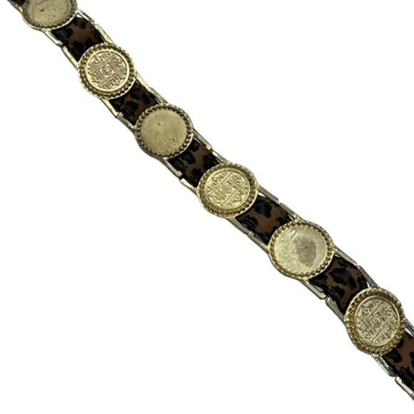 Leopard Animal Print Belt Medallion Coins Western Size Medium BOHO Preppy - Picture 7 of 12